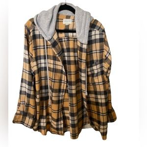 American Eagle hooded flannel-size XL-yellow /navy